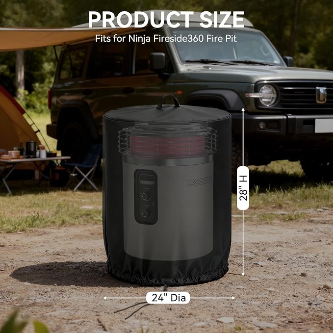 Fire 360 side Fire Pit Cover for Nlnja 24 Inch Round Pits Oxfford 600D PVC - Image 3