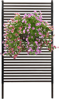 Outdoor Privacy Screens Freestanding, 35.5" W x 71" H Metal Slatted Decorative by WANLECY