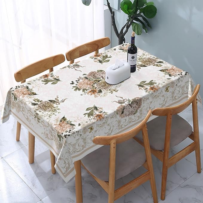 Worltoldb Retro Vintage Hydrangea Tablecloths Polyester Table Cloth - Image 5