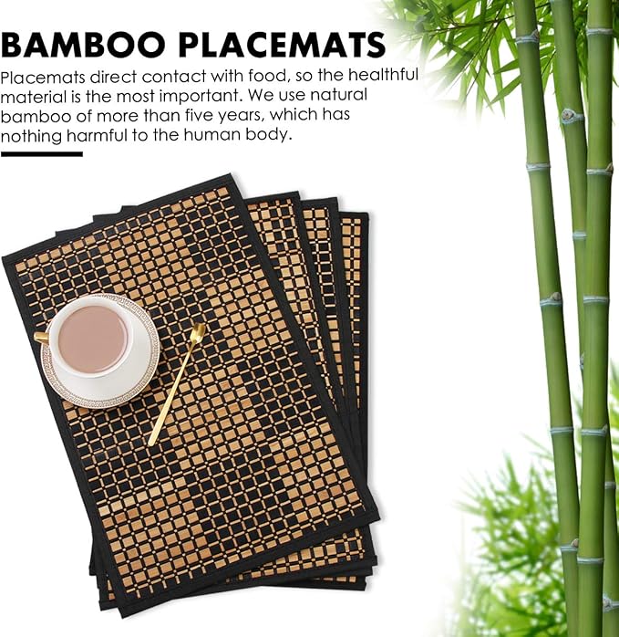 Placemats Set of 6 for Dining Table, Bamboo Place Mats for Kitchen Table Decor - Image 4