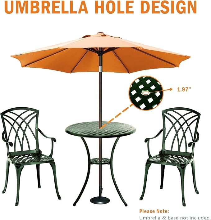 Patio Bistro Set 3 Piece, Cast Aluminum Bistro Set - Image 6