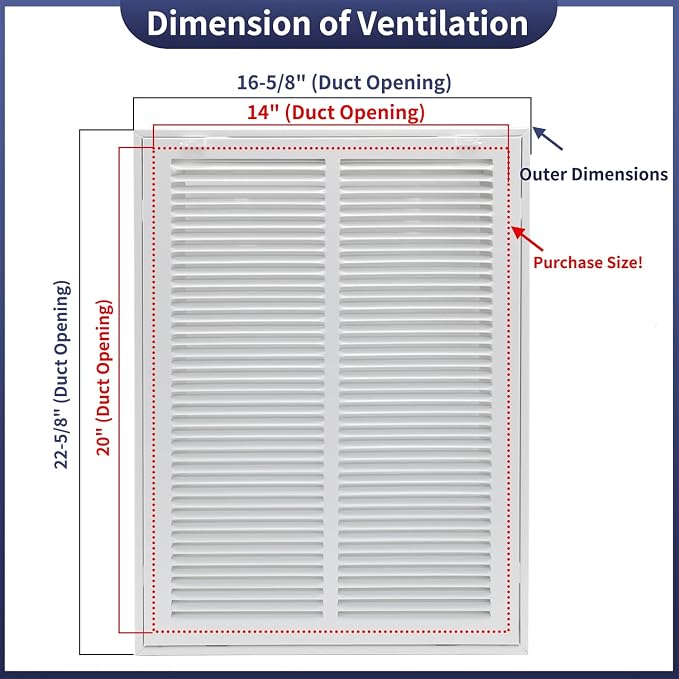 14"W x 20"H Steel Return Air Filter Grille - Image 2
