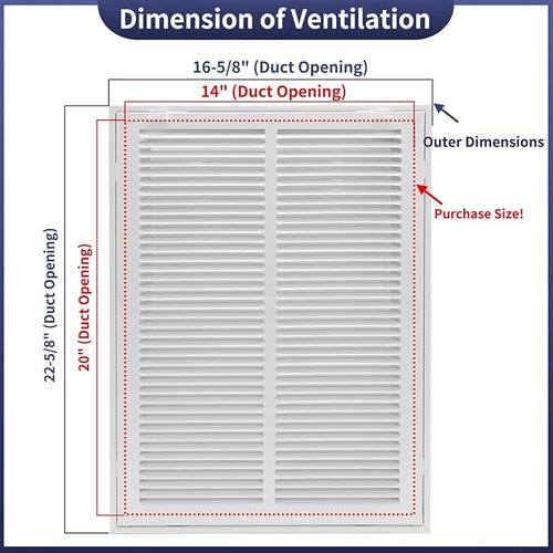 14"W x 20"H Steel Return Air Filter Grille - Image 2