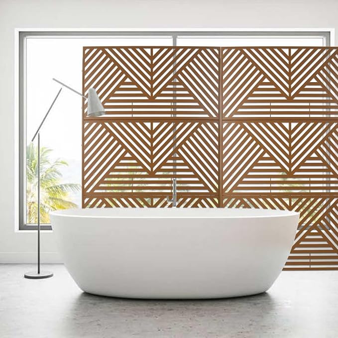 Outdoor Privacy Screen with Geometric Design – Metal Decorative Panel, - Image 4