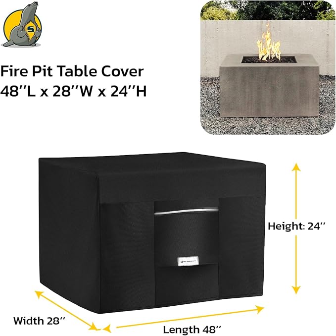 Seal Skin Covers Outdoor Fire Pit Cover – Rectangular 48"L x 28"W x 24"H - Image 2