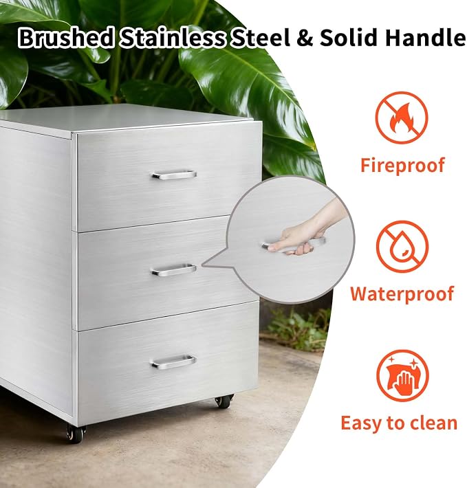 JIEJIN Outdoor Kitchen Drawers Stainless Steel Triple BBQ Island Drawer Flush - Image 8
