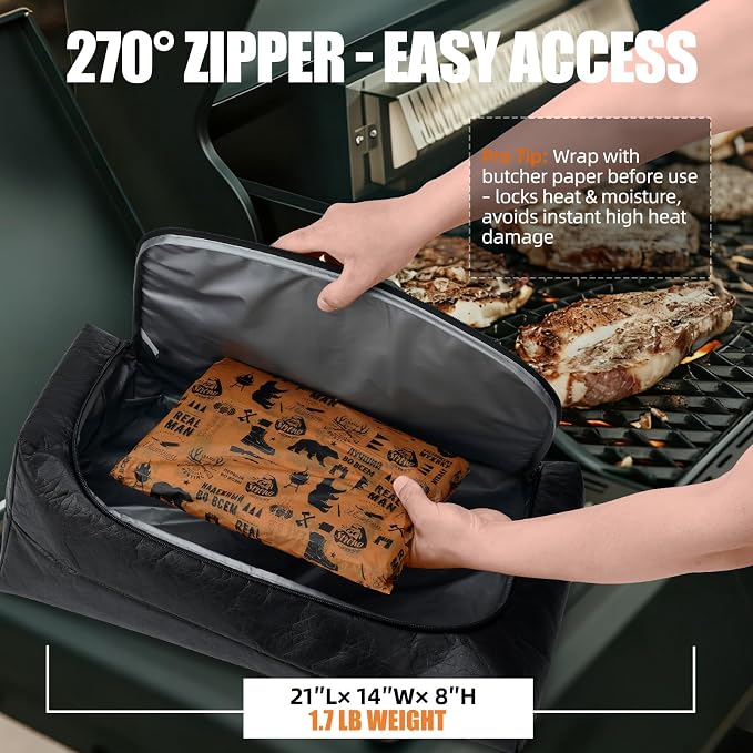 BBQ Blanket for Resting Meat, Leak-Proof Insulated Meat Resting Bag, 270° Top - Image 3