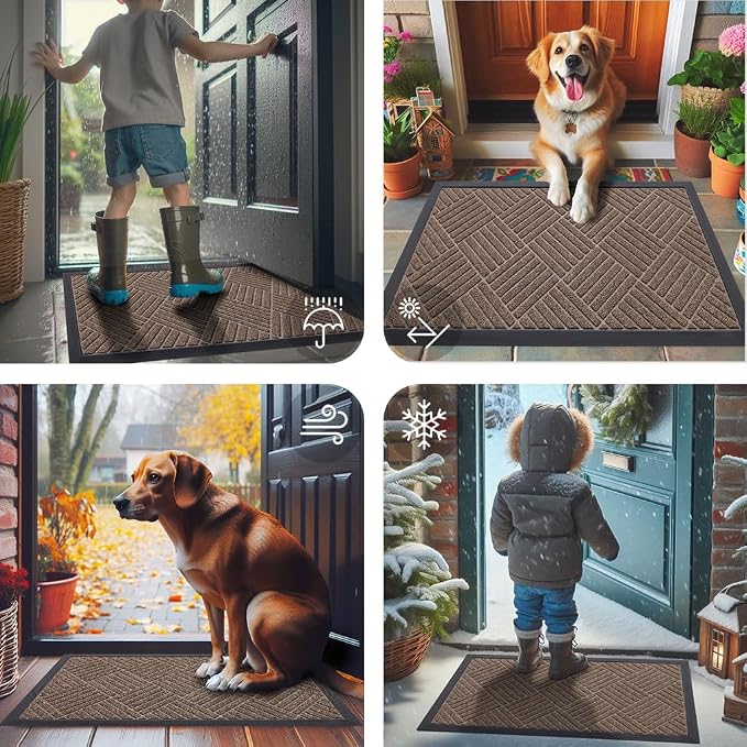 Smiry Front Door Mat Outside Entrance, Heavy Duty Outdoor Indoor Mat, Natural - Image 7