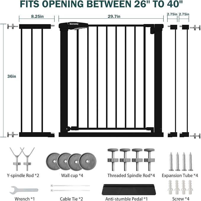 Mumeasy 36" Extra Tall Dog Gate, Auto Close Baby Gate - Image 9