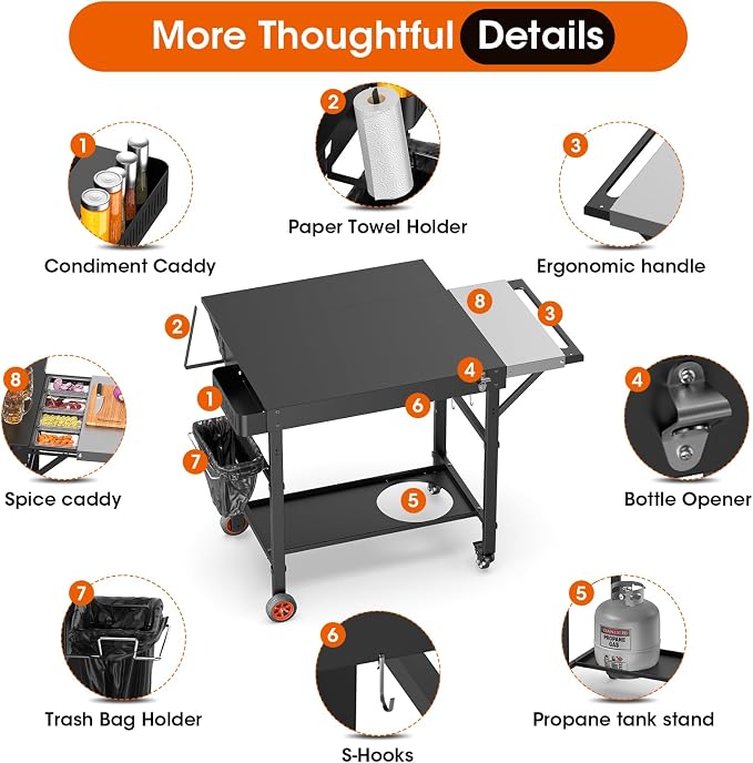 Pizza Oven Table, Grill Cart Table - Image 6