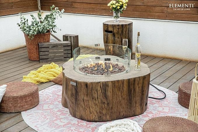 Elementi | Bundle Manchester Gas Fire Pit Cast Concrete Semi-Round Fire Table - Image 4