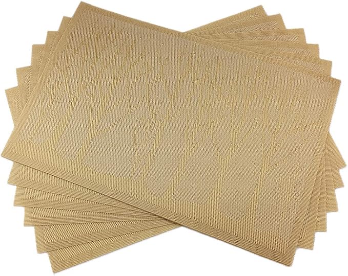 Gugrida Place Mats PVC Set of 6, Table Placemats Set of 6 PVC Washable Woven - Image 2