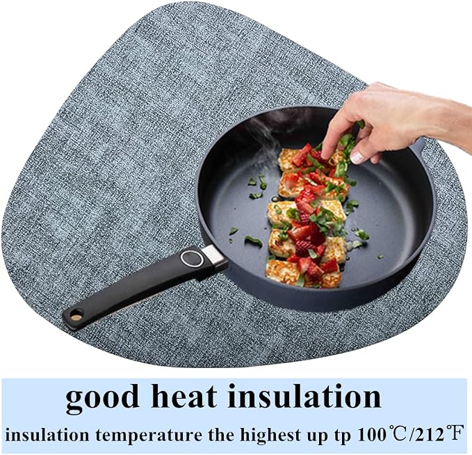 WAZAIGUR Washable Wipeable Waterproof Heat Resistant Faux Leather Placemats Set - Image 3