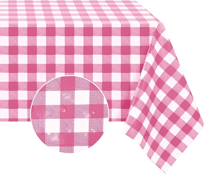Romanstile Square Vinyl Tablecloth, 100% Waterproof Buffalo Gingham Plastic by Romanstile