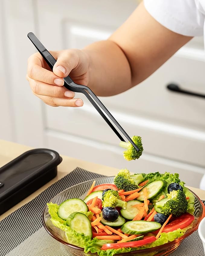 Tongs, 3-Piece Set, 12 Inch Black 304 Stainless Steel