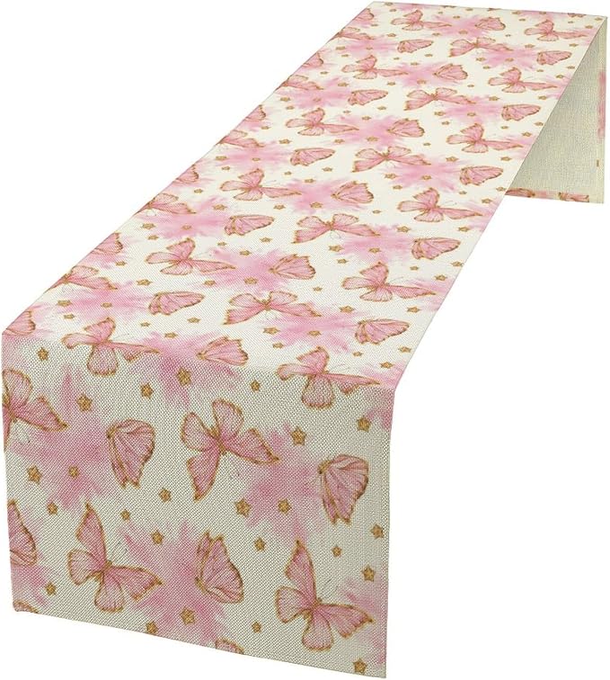 Watercolor Butterfly Table Runner, Cute Pink Butterfly Spring Modern Aesthetics by Unknown