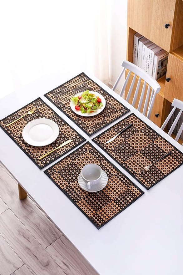 Bamboo Placemats Set of 4, Woven Table Mats - Image 4