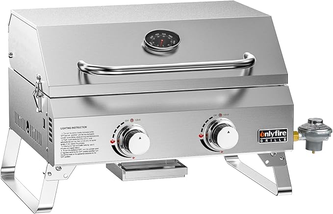 Tabletop Gas Grill 2 Burners, Stainless Steel Gas Stove 16000BTU by ONLYFIREGRILLS