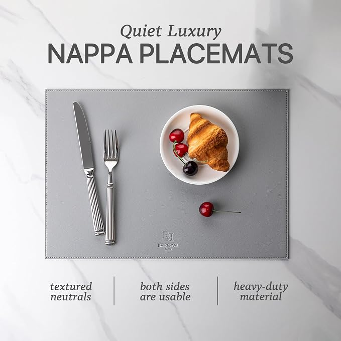 Faux Leather Placemats Set of 6 Vinyl Washable Wipeable Table Mats - Image 2