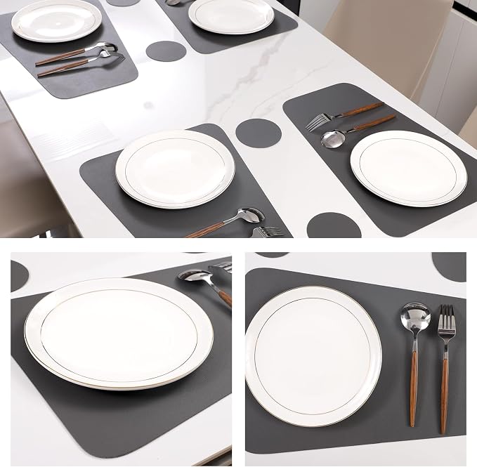 Faux Leather Waterproof Placemats Set of 8-Heat Resistant Non Slip and Scratch - Image 3