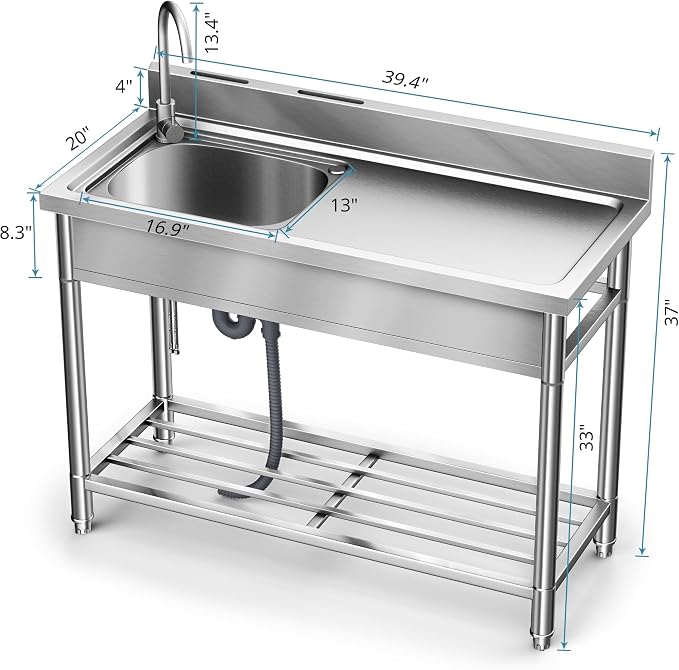 Stainless Steel Sink, Free Standing Kitchen Sink - Image 2