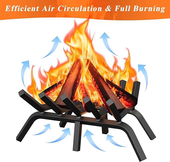 Fireplace Grate 17 Inch, Solid Steel Heavy Duty Fireplace Log Holder - Image 6