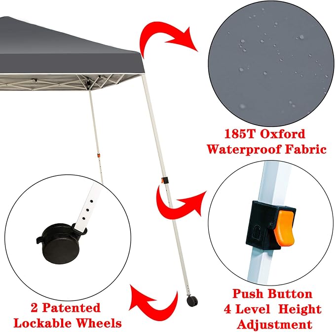 Sunnyglade 10x10 Ft Pop Up Canopy Tent One Button Easy Pop Up Outdoor Instant - Image 2