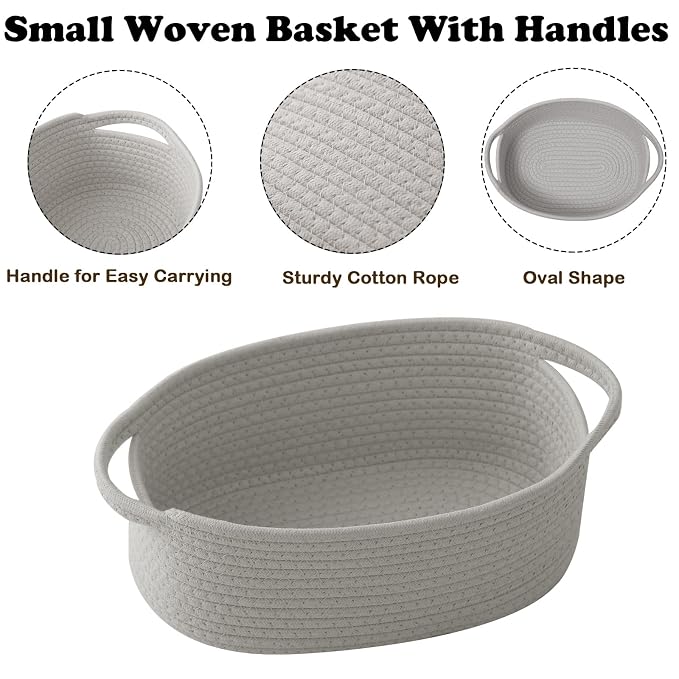 3 Pack Gift Basket with Gift Bag and Ribbons, Small Rope Woven Shelf Storage - Image 6