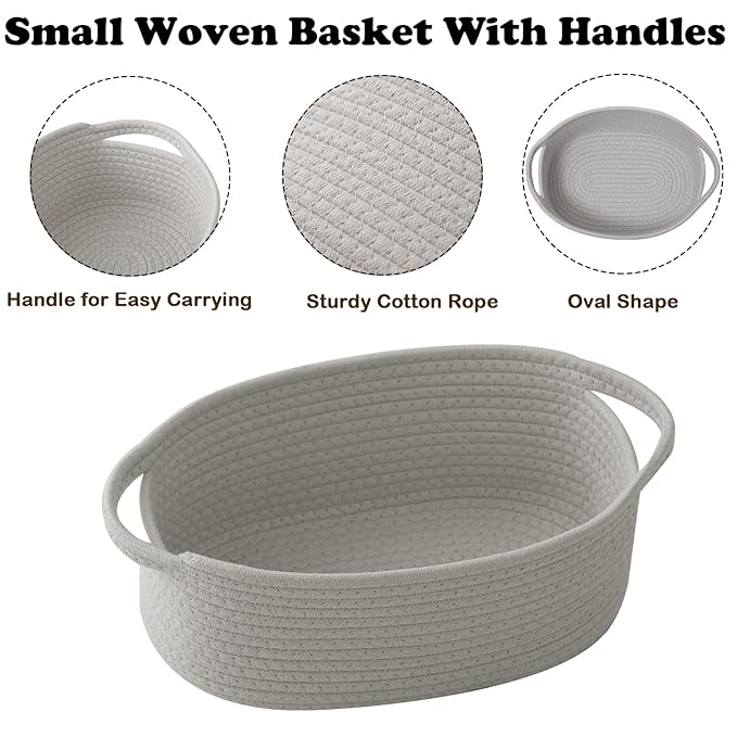 2 Pack Gift Basket with Gift Bag and Ribbons, Small Rope Woven Shelf Storage - Image 3