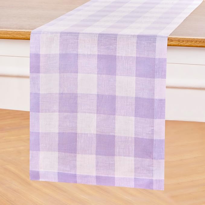 Solino Home Linen Checkered Table Runner 156 Inches Long - Image 2