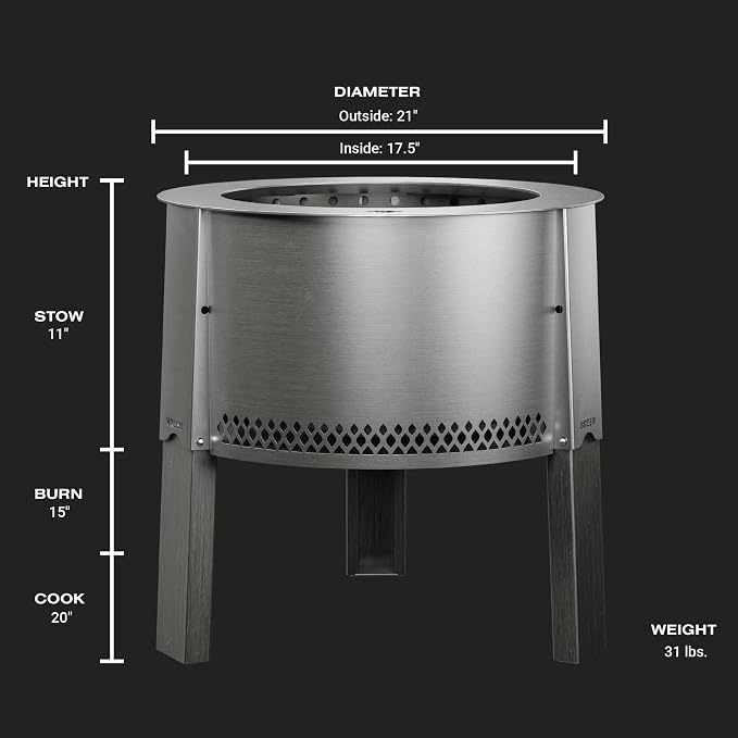 Breeo Smokeless Fire Pit | 21 inch Portable Smokeless Firepit - Image 6