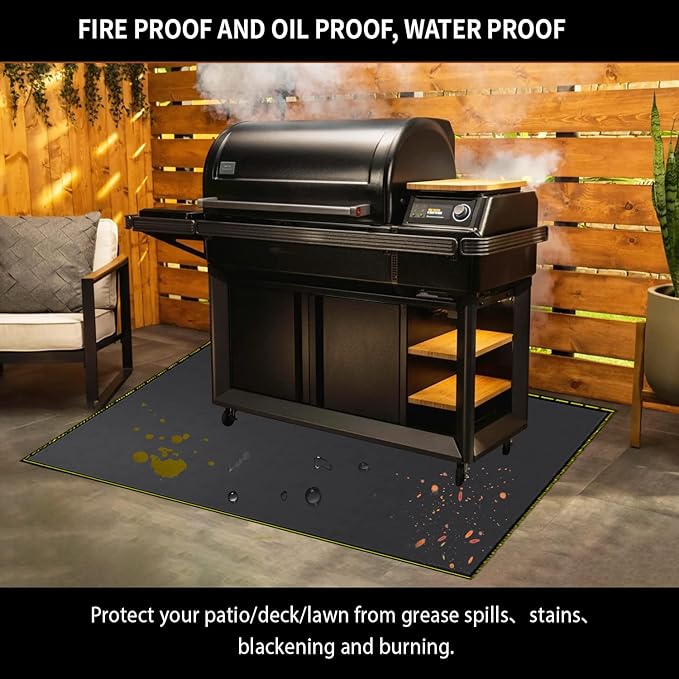 Grill Pad Floor Mat, Black Silicone Fiberglass, 30 x 48 Inch
