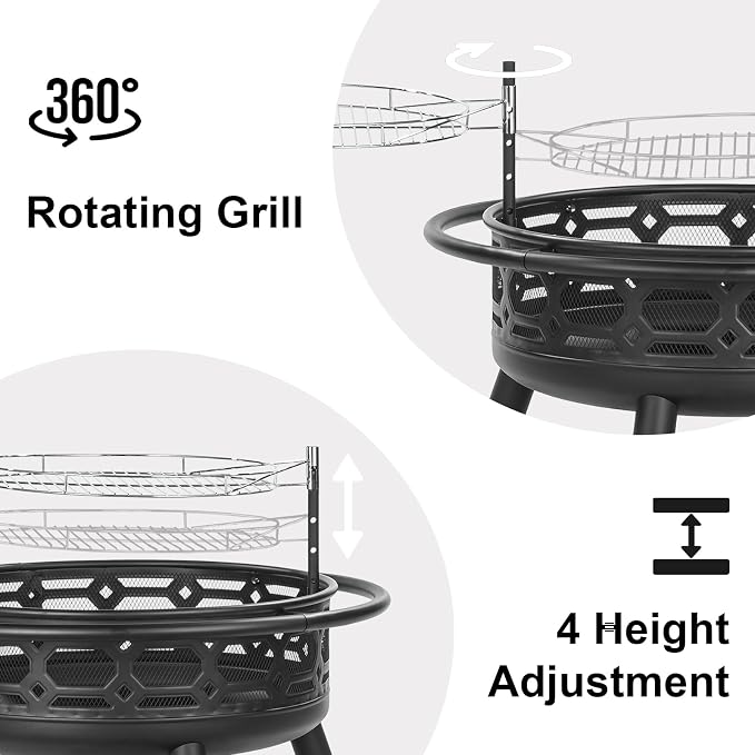 36 Inch Fire Pit, Outdoor Wood Burning Firepit - Image 5
