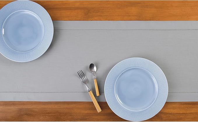 Solino Home Light Grey Table Runner 90 Inches Long - Image 3