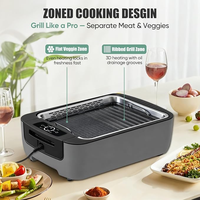 Smokeless Indoor Grill, Amornest Electric Indoor Grill 1100W - Image 5