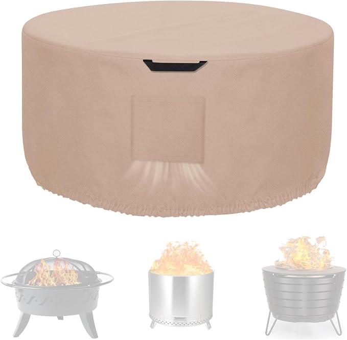 Kovshuiwe Round Fire Pit Cover-600D Fabric Waterproof and Resistant by Kovshuiwe