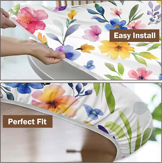 Spring Summer Floral Round Fitted Tablecloth - Image 6