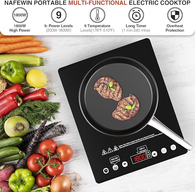 Single Burner Electric Cooktop, 1800W Electric Stove Top Portable, Infrared Hot - Image 6