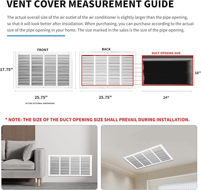 Return Air Grille 24x16, Air Return Vent Cover, Flat Vent Cover, Rejillas De - Image 4