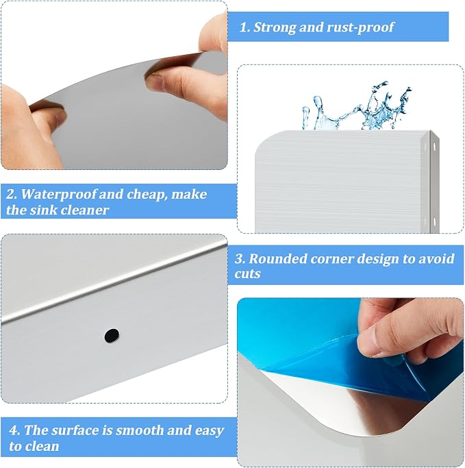 Therwen 2 Pcs Stainless Steel Side Splash Guard - Image 4