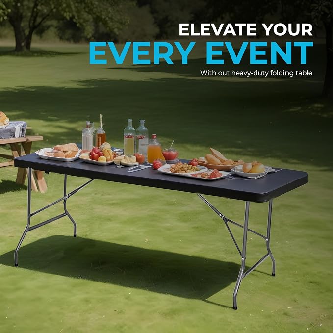 SIMPLI-Magic 8ft Portable Plastic Folding Table – Indoor & Outdoor Heavy-Duty - Image 2