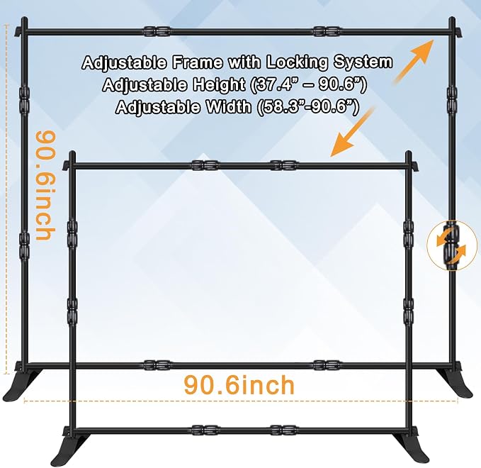 iElyiEsy Backdrop Banner Stand, 8x8FT Heavy Duty Adjustable Step and Repeat - Image 2