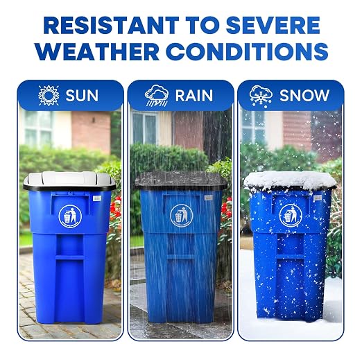 50 Gallon Trash Can with Lid Rollout Recycling Bin Large Outdoor, Commercial - Image 7
