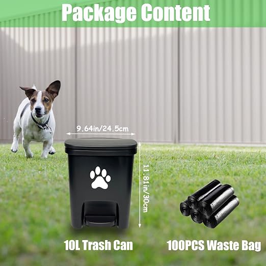Dog Poop Trash Can Outside, Dog Waste Trash Can - 10L Black - Image 5