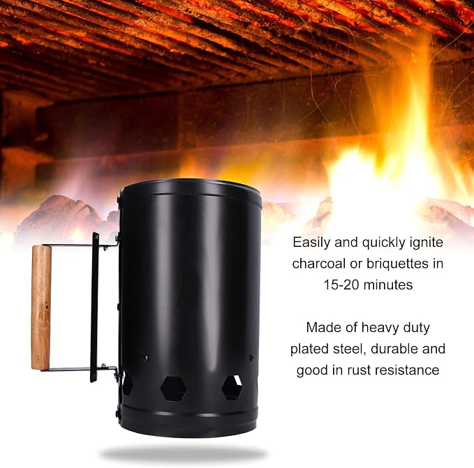 Charcoal Chimney Starter, Heavy Duty Steel BBQ Chimney Starter, BBQ Grill - Image 2