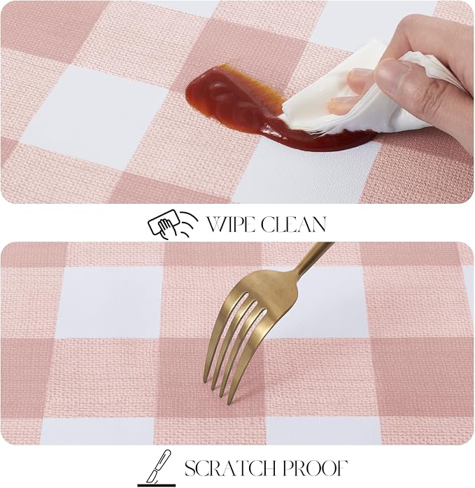 MOSAYT Rectangle Vinyl Tablecloth, 100% Waterproof Buffalo Gingham Plastic - Image 8