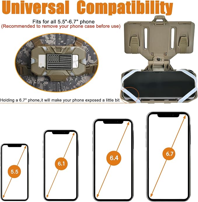 Tactical Plate Carrier Phone Mount, Universal Molle Phone Holder, Tactical - Image 3
