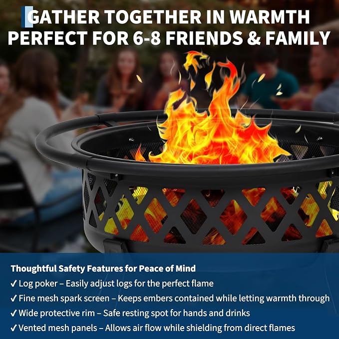 36-Inch Outdoor Wood Burning Fire Pit - Image 3