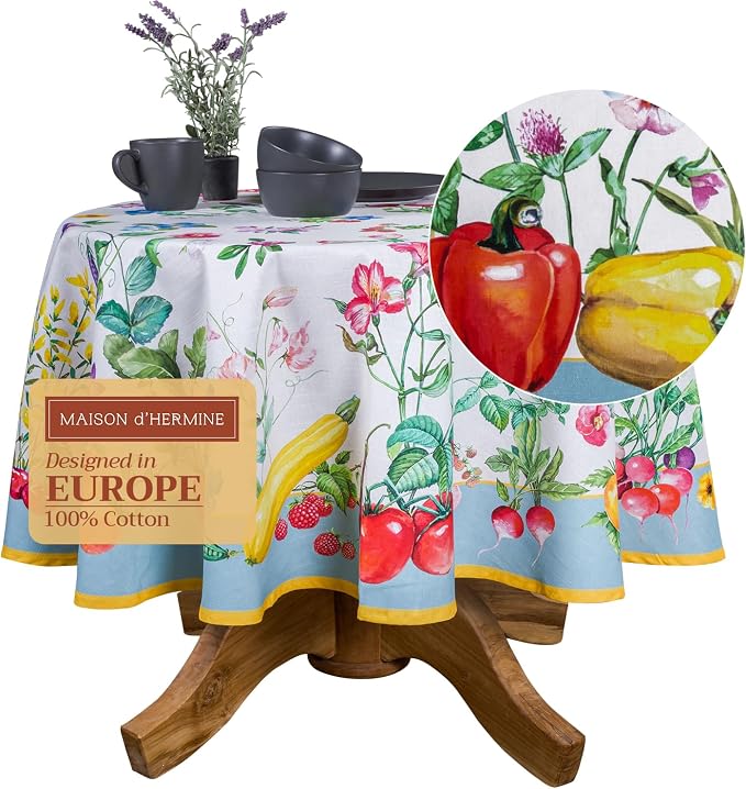 Maison d' Hermine Table Cloth Round Table 100% Cotton 69 Inches Tablecloth by MaisondHermine