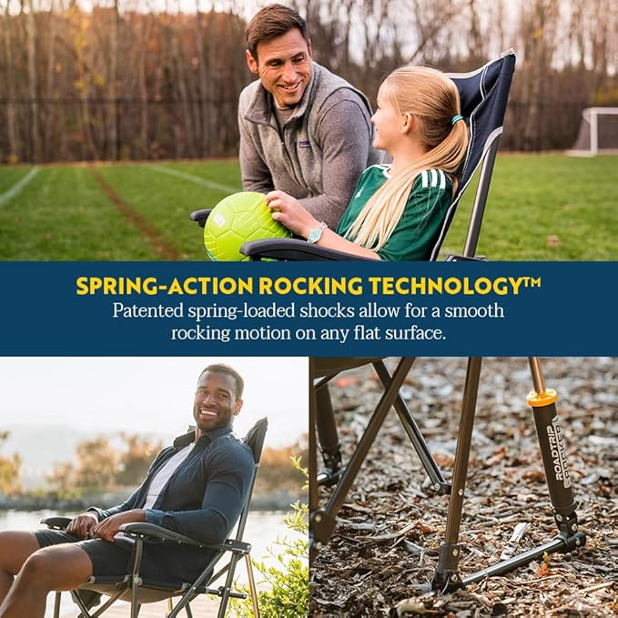 Folding Rocking Camping Chair, 250 lb Capacity, Hunter Green